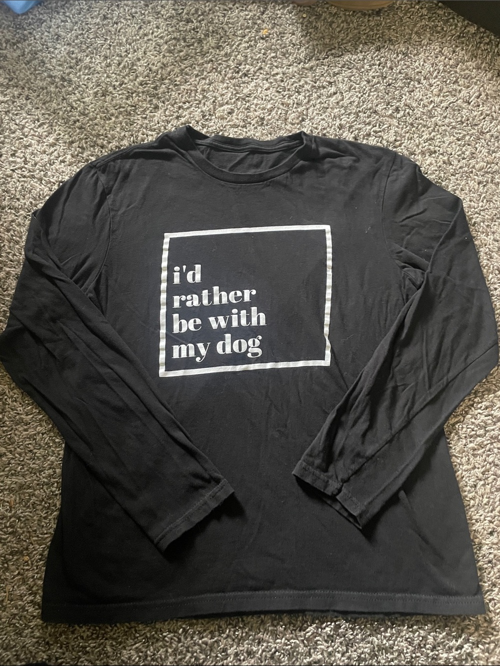 Black Long Sleeve Graphic Tee - "I'd Rather Be With My Dog"